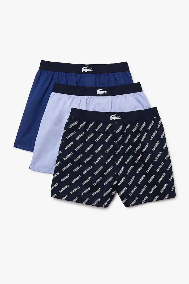 Lacoste ανδρικό σετ εσωρούχων boxer με λογότυπο (3 τεμάχια) - 7H1755 Μπλε