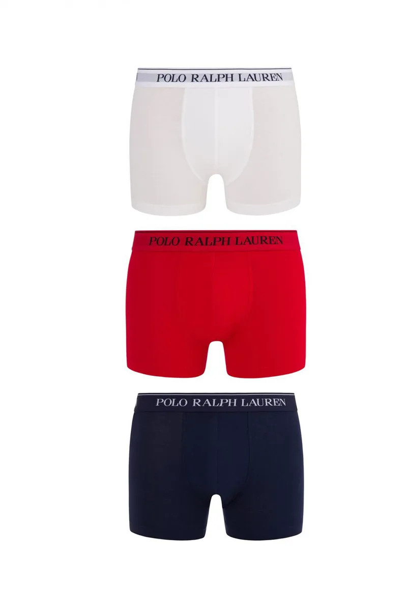 RALPH LAUREN UNDERWEAR ΕΣΩΡΟΥΧΟ ΣΕΤ 3PACK STRETCH COTTON TRUNK ΛΕΥΚΟ-ΚΟΚΚΙΝΟ-ΜΠΛΕ