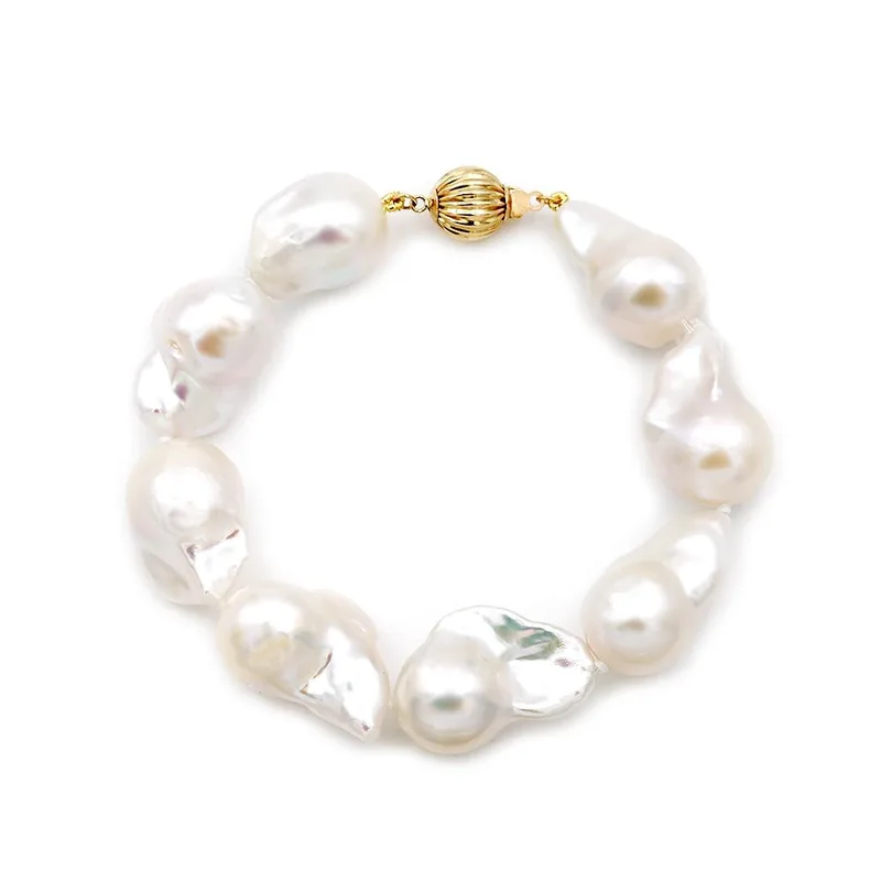 TBS Creations Βραχιόλι με μαργαριτάρια Nuclear Fresh Water Pearl από χρυσό 14 καρατίων BSB114699