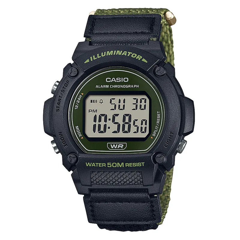 CASIO Collection Chronograph Two Tone Combined Materials Strap W-219HB-3AVEF