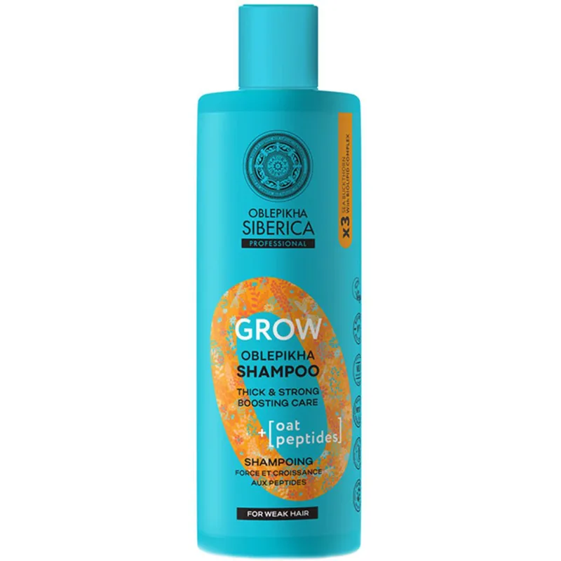 Oblepikha Siberica Professional Grow with Biolipid Complex Oat Peptides Shampoo Ενδυναμωτικό Σαμπούαν με Πεπτίδια Βρώμης για Ενίσχυση της Τρίχας 400ml