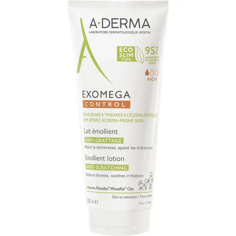 A-Derma Exomega Control Emollient Lotion Anti-Scratching Μαλακτικό, Καταπραϋντικό Γαλάκτωμα Προσώπου - Σώματος Κατάλληλο για Ατοπικό ή Πολύ Ξηρό Δέρμα 200ml