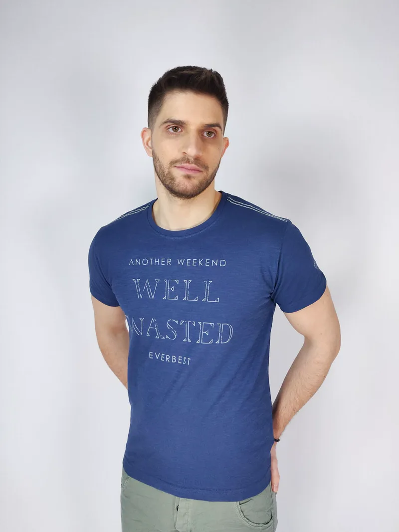 Everbest T-Shirt Με Logo - Μπλε - 19231
