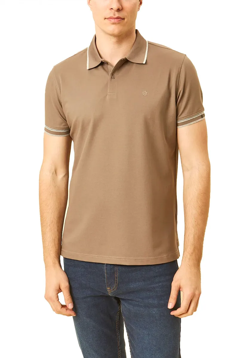 DORS POLO PIQUE RIBS STRIPES ΠΟΥΡΟ-ΚΑΦΕ