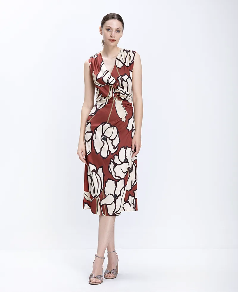 Diana D Γυναικείο Φόρεμα Midi Με Floral Εμπριμέ Σχέδιο