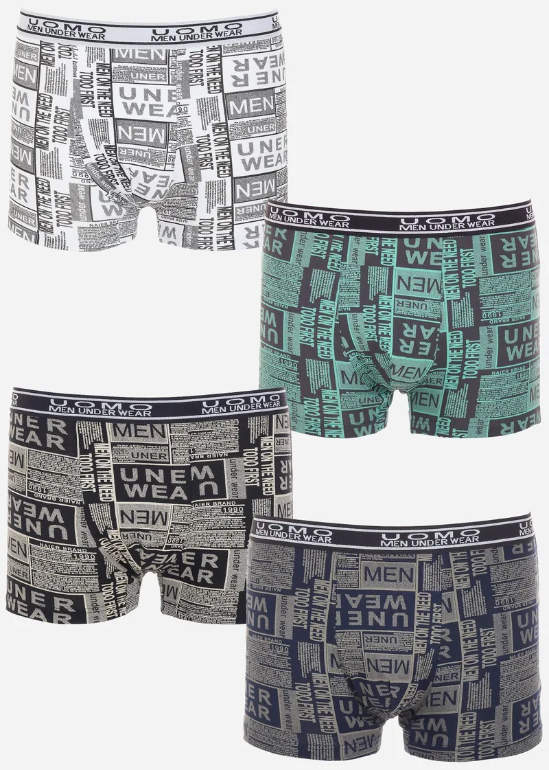 Ανδρικό boxer εξωτερικό λάστιχο all print.Συσκευασία 4pack. MULTI COLOUR