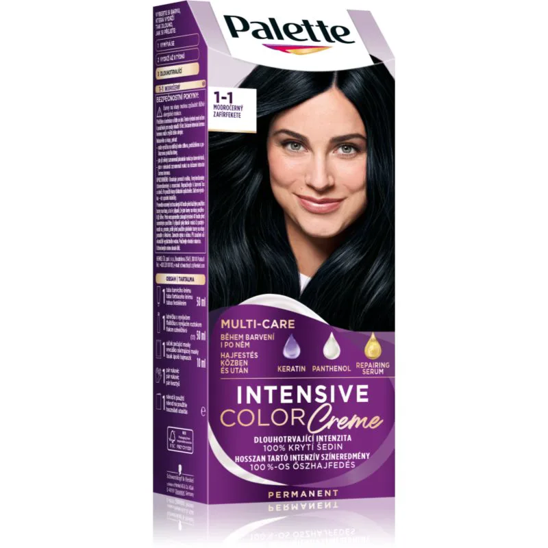 Schwarzkopf Palette Intensive Color Creme μόνιμη βαφή μαλλιών απόχρωση 1-1 C1 Blue Black 1 τμχ