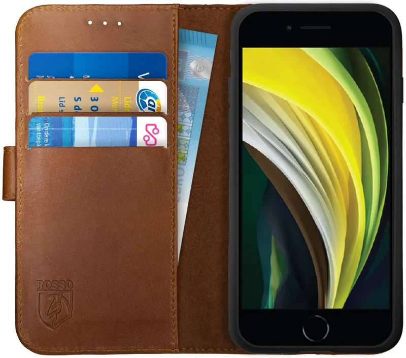 Κόκκινο Deluxe Δερμάτινη Θήκη Πορτοφόλι Apple iPhone SE 2022 / 2020 - Brown (8719246238284)