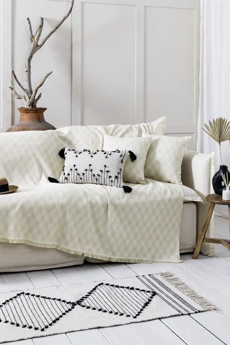 Ριχταρι Τριθεσιου Καναπε Fonzo Ivory Nima 180x300x0cm Μονόχρωμο