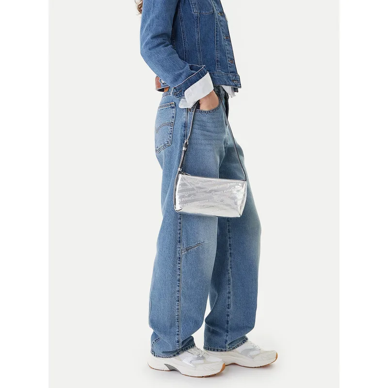 Τσάντα Tommy Jeans Tjw Must Metallic Shoulder Bag AW0AW18009 Ασημί