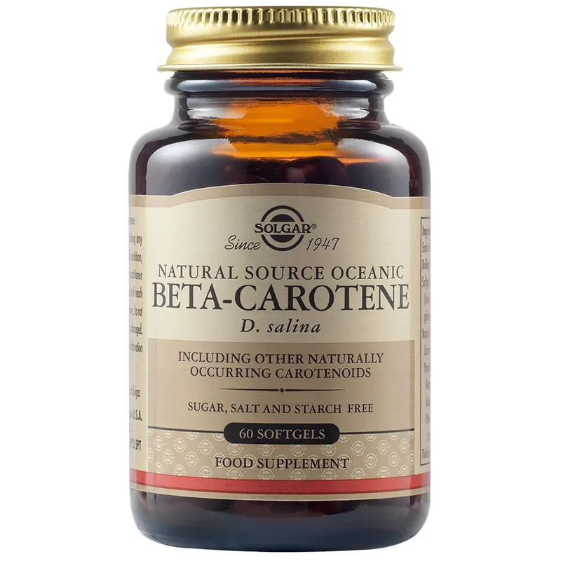 Solgar Natural Source Oceanic Beta Carotene Συμπλήρωμα Διατροφής με Βήτα Καροτίνη με Ισχυρές Αντιοξειδωτικές Ιδιότητες & Αντιμετώπιση Εκφυλιστικών Παθήσεων της Όρασης 60 Softgels