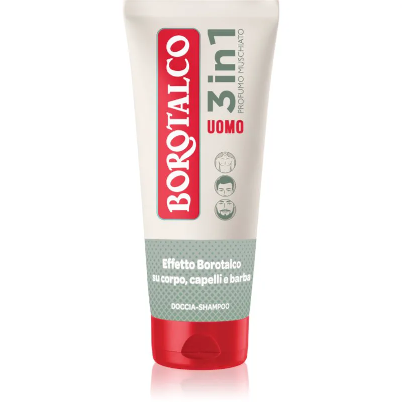 Borotalco MEN 3 in 1 τζελ για ντους για άντρες Για πρόσωπο, σώμα και μαλλιά αρώματα Musk 200 ml