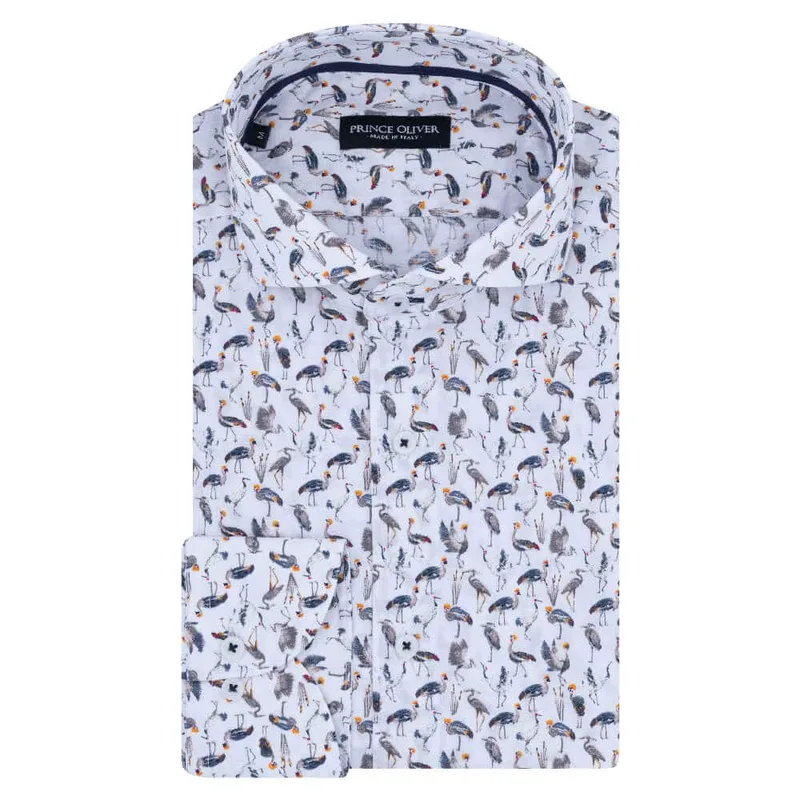 Superior Πουκάμισο Λευκό με Σχέδιο 100% Fine Cotton (Modern Fit)