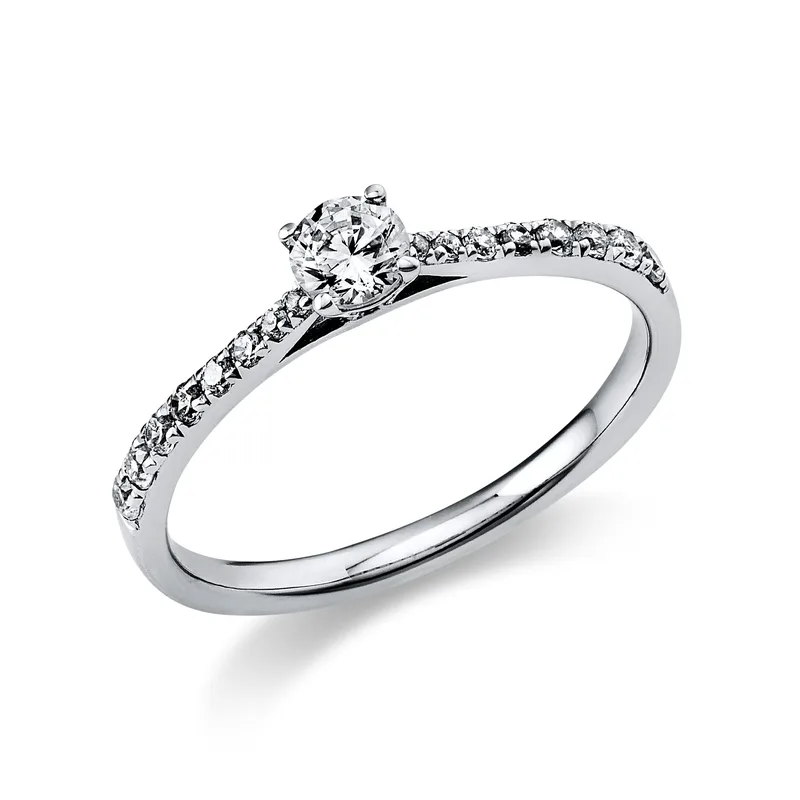 Diamond Group Μονόπετρο Δαχτυλίδι με Διαμάντια Brilliant από Λευκό Χρυσό 18 Καρατίων DDX400