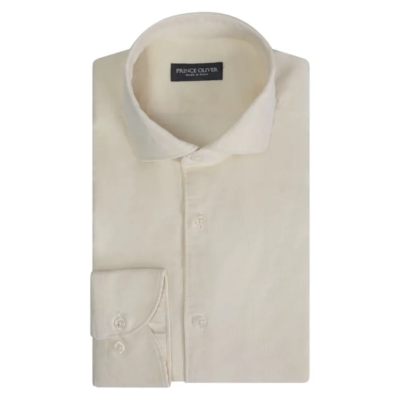 Superior Πουκάμισο Κοτλέ Εκρού (Modern Fit) 100% Fine Cotton New Arrival