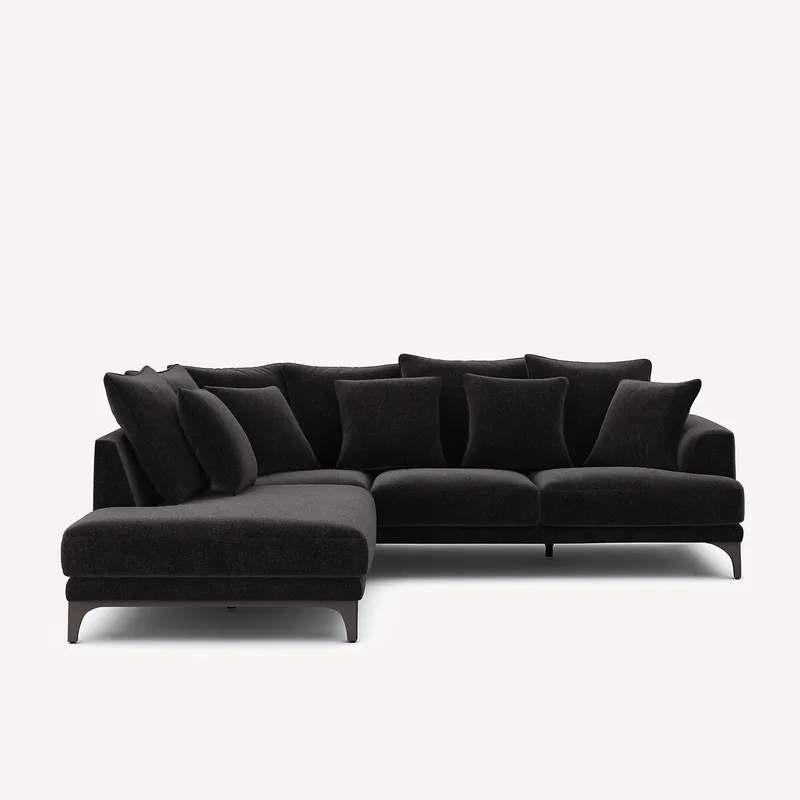 Γωνιακός καναπές από βελούδινο chenille Μ222xΠ258xΥ84cm