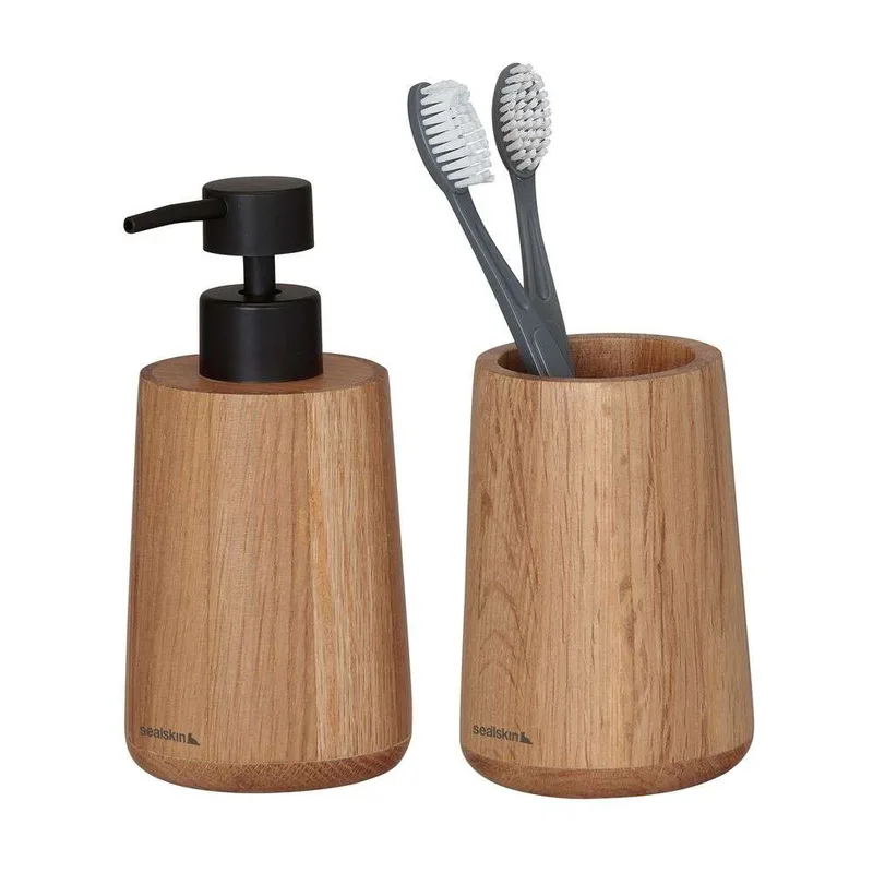 Σετ Ντισπένσερ Με Ποτηροθήκη Ξύλινο 150ml Earth Oak Sealskin 800031 (Υλικό: Ξύλο) - sealskin - sl-800031