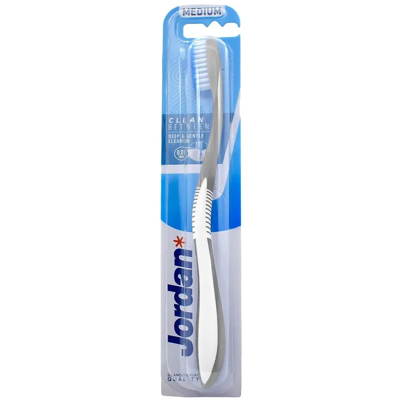 Jordan Clean Between Toothbrush Medium 0.01mm Μέτρια Οδοντόβουρτσα για Βαθύ Καθαρισμό με Εξαιρετικά Λεπτές Ίνες 1 Τεμάχιο - Γκρί