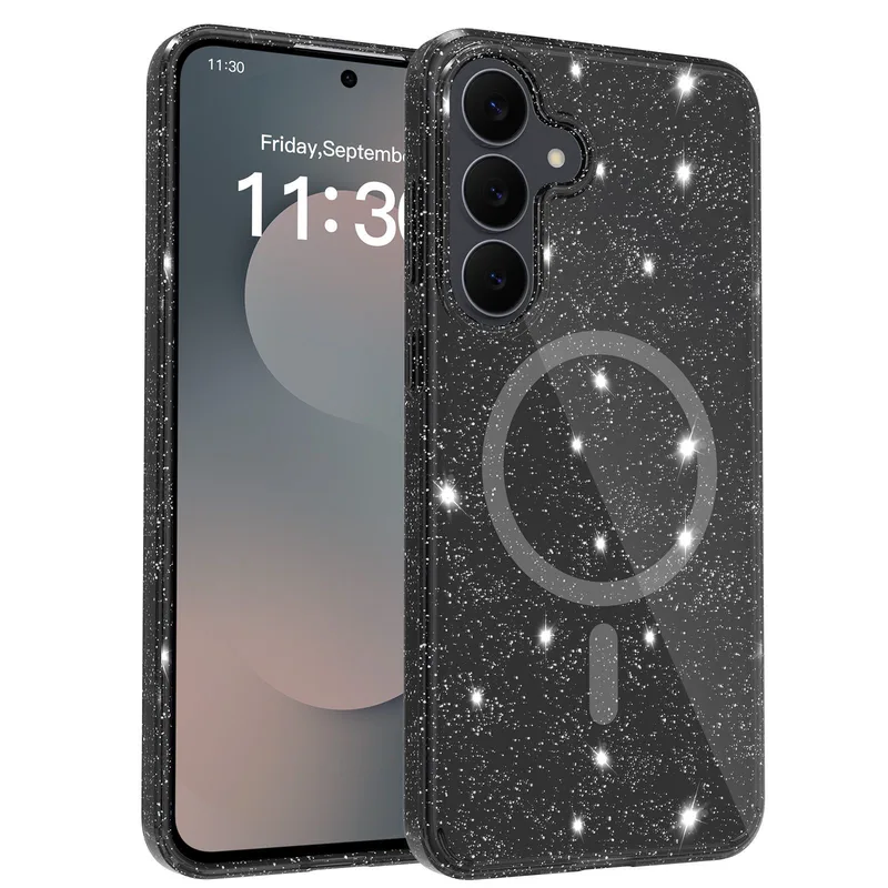 Θήκη Orso Glitter Powder Magsafe Clear Black Samsung Galaxy A57