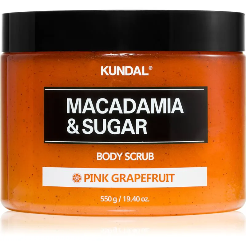 KUNDAL Macadamia & Sugar Body Scrub Ροζ Grapefruit απαλό Scrub σώματος με καταπραϋντική δράση 550 γρ