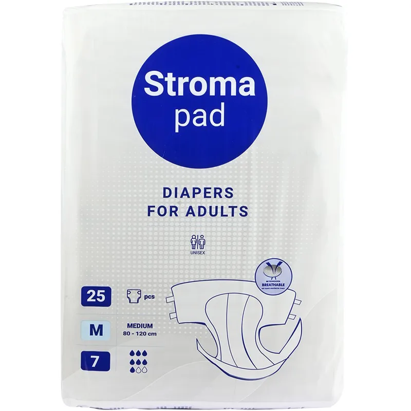 Stroma Pad Diapers for Adults Πάνες Ακράτειες Ενηλίκων Υψηλής Απορροφητικότητας 25 Τεμάχια - Medium