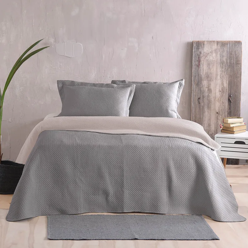 Κουβερλί King Size (Σετ) 240X250 Rythmos Allure Διπλής Όψης Γκρι-Μπεζ (240x250)