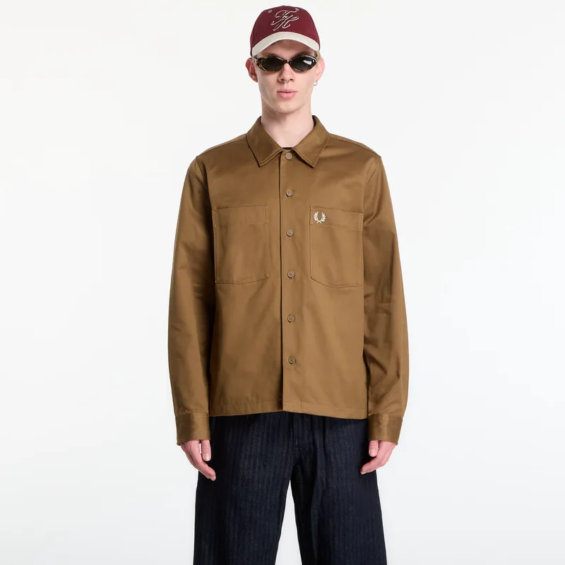 Μπουφάν Fred Perry Twill Overshirt Brown XL