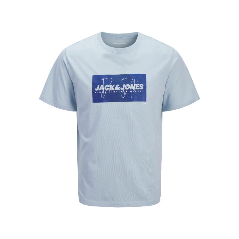 Jack & Jones "Cole Print Tee"σε Plus fit γραμμή,με μεταξοτυπία - Celestial Blue
