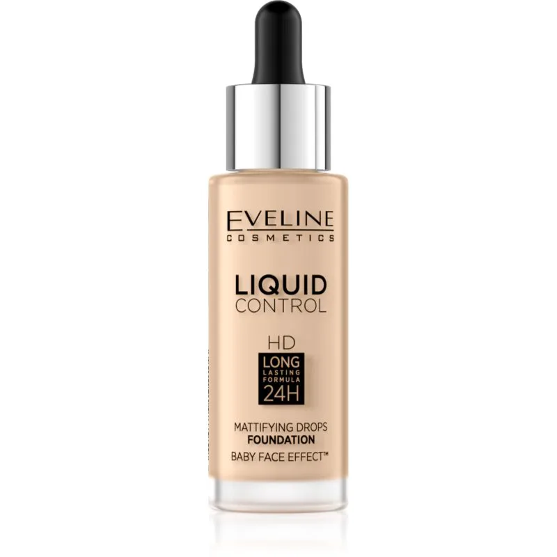 Eveline Cosmetics Liquid Control υγρό μεικ απ με σταγονόμετρο απόχρωση 015 Light Vanilla 32 ml