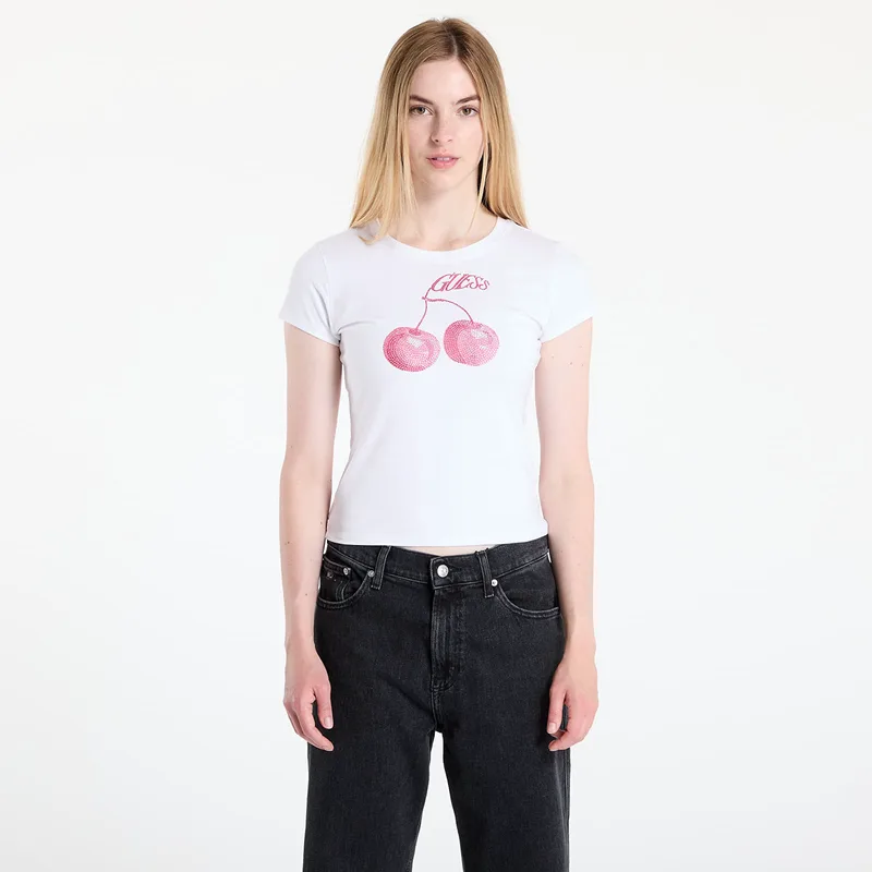 T-shirt GUESS Ss Wavy Cherry Logo R5 Tee White M