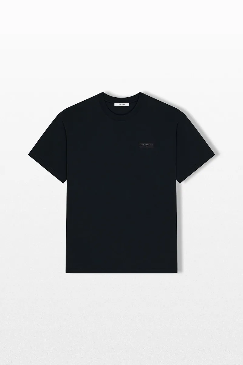 GIVENCHY Ανδρικό Μαύρο T-Shirt with Givenchy Paris Gros Grain