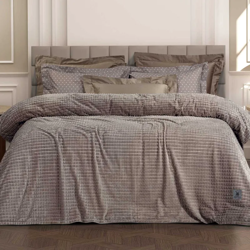 Κουβέρτα Fleece Υπέρδιπλη 220x240 Greenwich Polo Essential 3447 Μπεζ 220x240