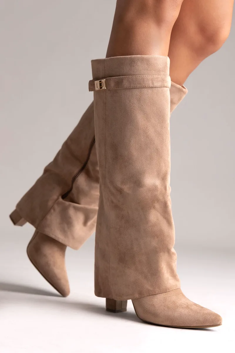 Stephan Gaiter Boots High Block Heel - LQ-136 - Taupe Suede