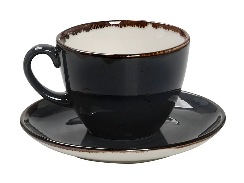 Φλυτζάνι Με Πιατάκι Cappuccino Πορσελάνης 220ml Terra Grey ESPIEL TLG111K6 (Σετ 6 Τεμάχια) (Υλικό: Πορσελάνη, Χρώμα: Γκρι) - ESPIEL - TLG111K6
