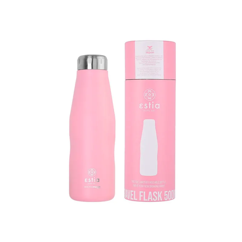 Estia Θερμός Travel Flask Save The Aegean 500Ml Blossom Rose