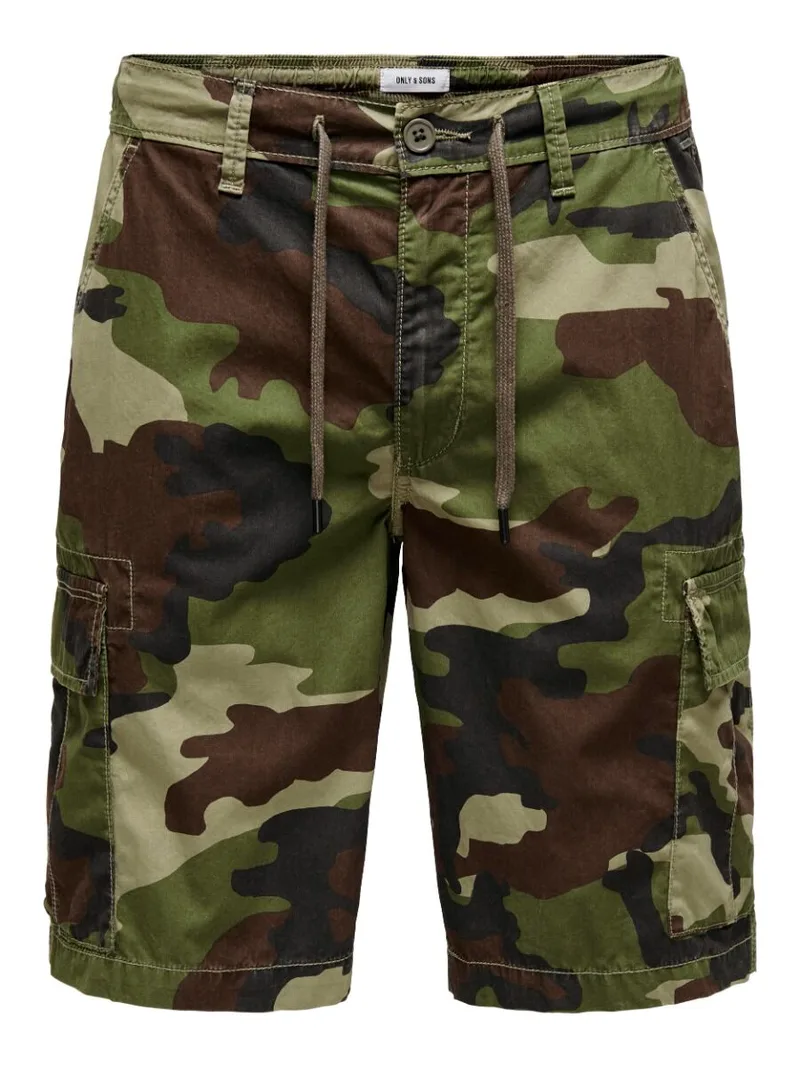 Only and Sons Aνδρική Βερμούδα Loc Cargo 22029214 Mermaid Camo Πράσινο
