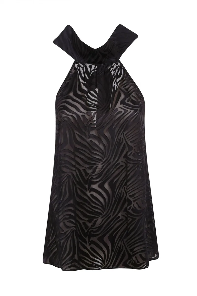 PINKO TOP TORCELLO ΔΙΑΦΑΝΕΙΑ ΔΕΣΙΜΟ ΛΑΙΜΟ ΠΛΑΤΗ ΕΞΩ ΜΑΥΡΟ