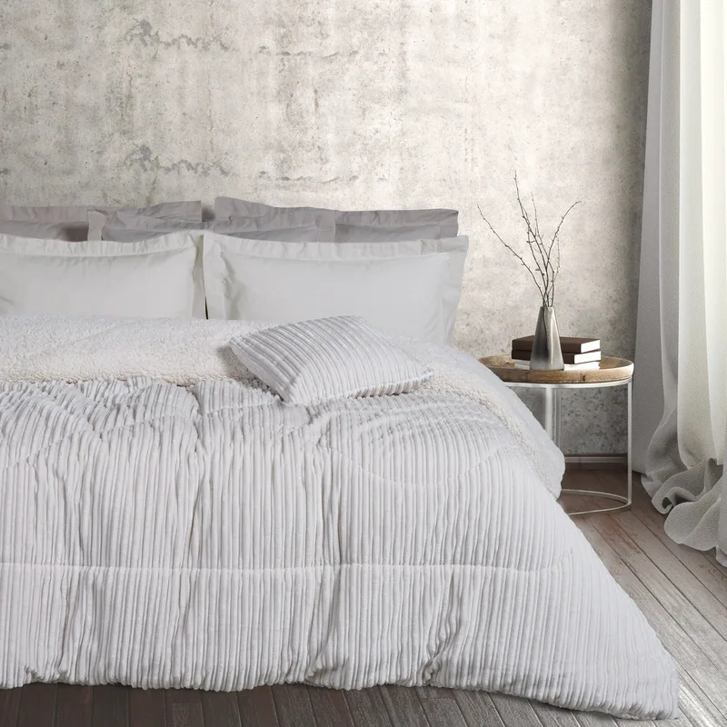 Κουβερτοπάπλωμα Μονό με Γούνα Sherpa Das Home 1178 Dusty Ivory 160x220