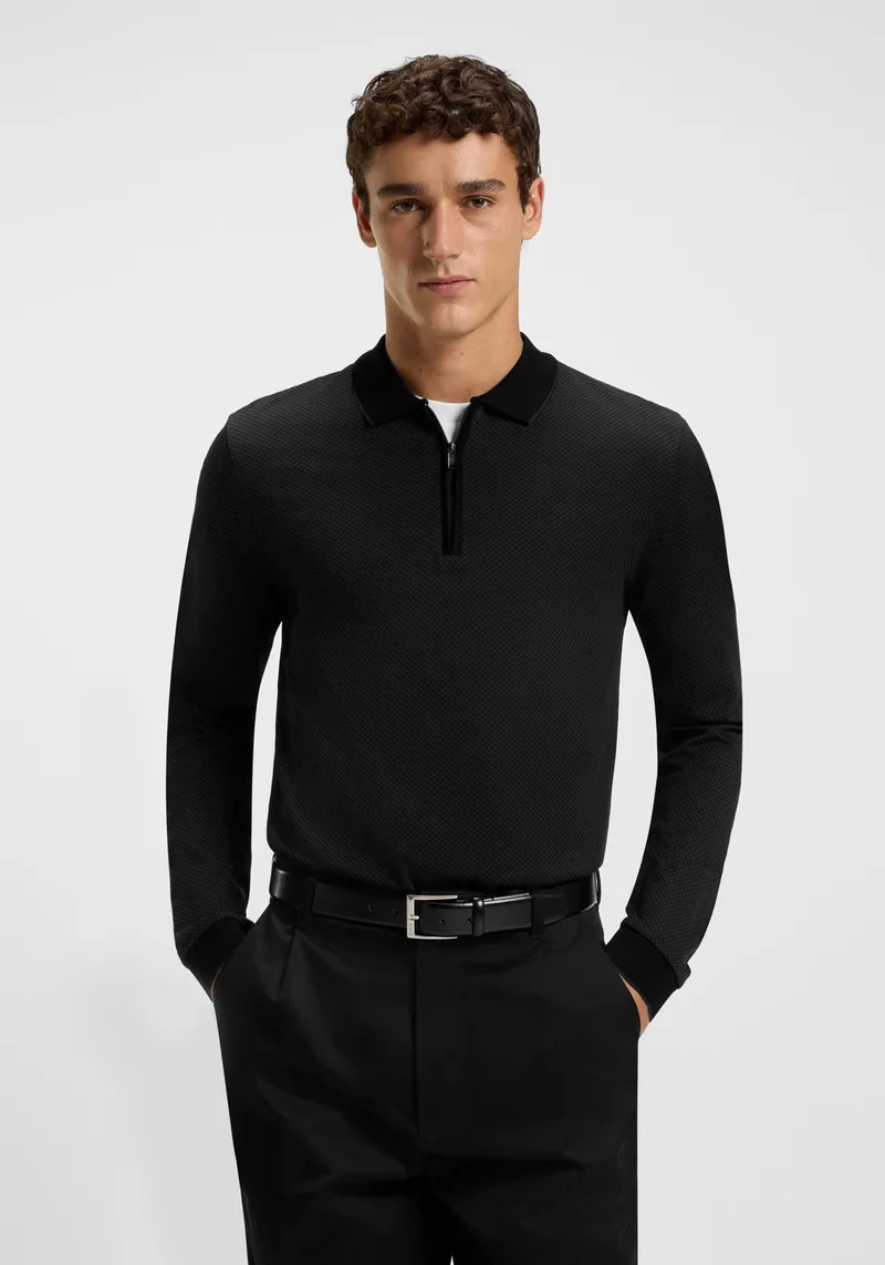 BOSS Zip Polo Μπλούζα της σειράς H Peduzzi - 50549583 001 Black