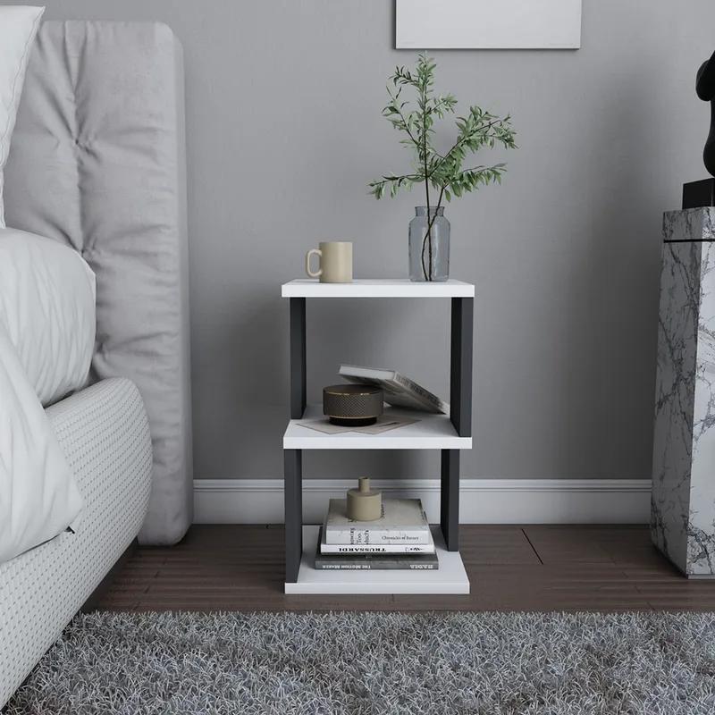 Κομοδίνο Carter - White, Anthracite 322Rtc1634 29,6x49,4x29,6 cm