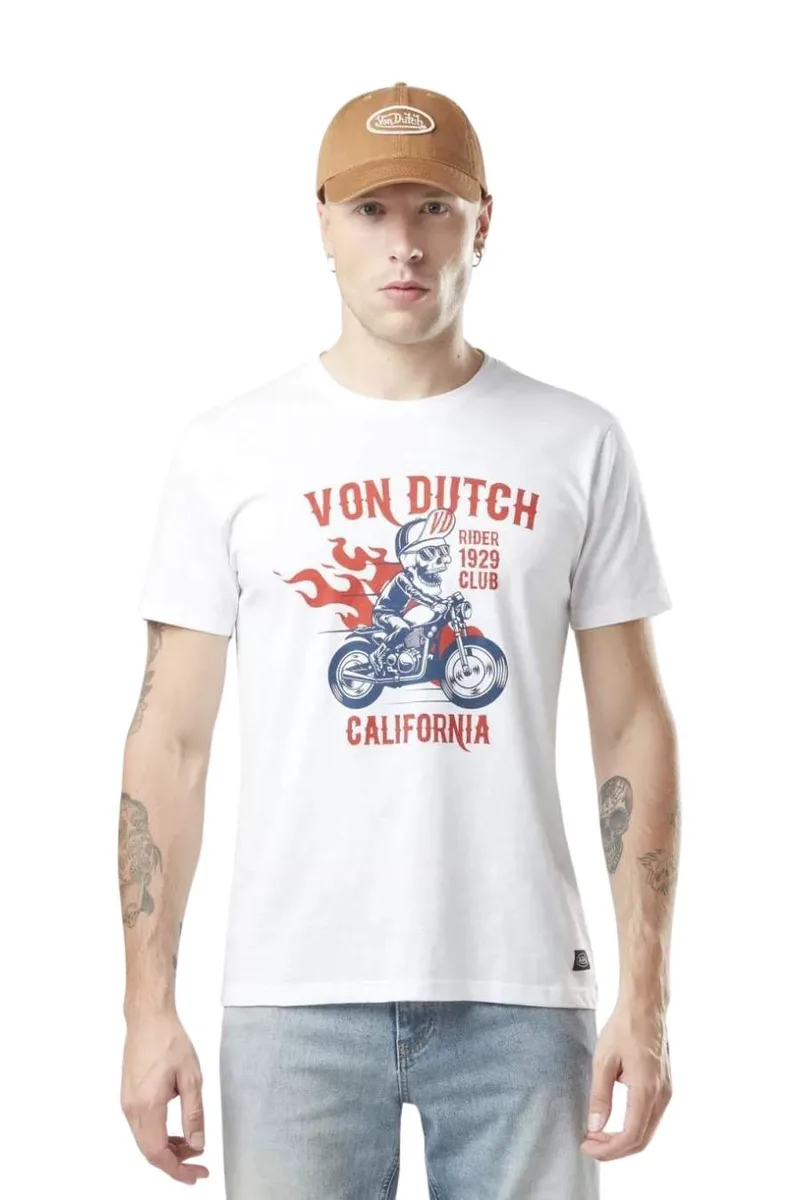 VON DUTCH T Shirts ΑΝΔΡΙΚΑ VD/1/TR/RIDE/W - Λευκό-VD/1/TR/RIDE/W-WHITE