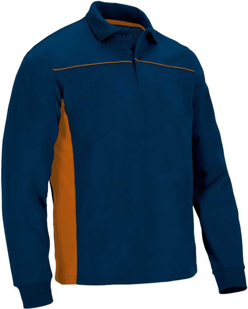 Μακρυμάνικο Polo Shirt THUNDER Valento POVATHLMN Orion Navy Blue-Party Πορτοκαλί