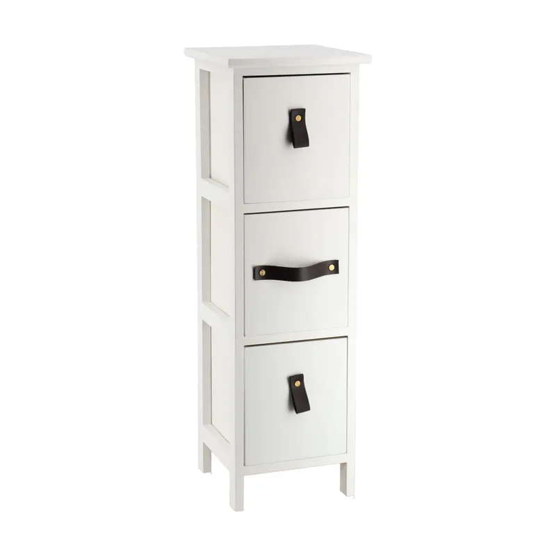 Συρταριέρα MDF Με 3 Συρτάρια Με Λαβές Λευκό 25x25x77εκ. MRShome 1133000 (Υλικό: Mdf, Χρώμα: Λευκό) - sealskin - sl-DS-1133000