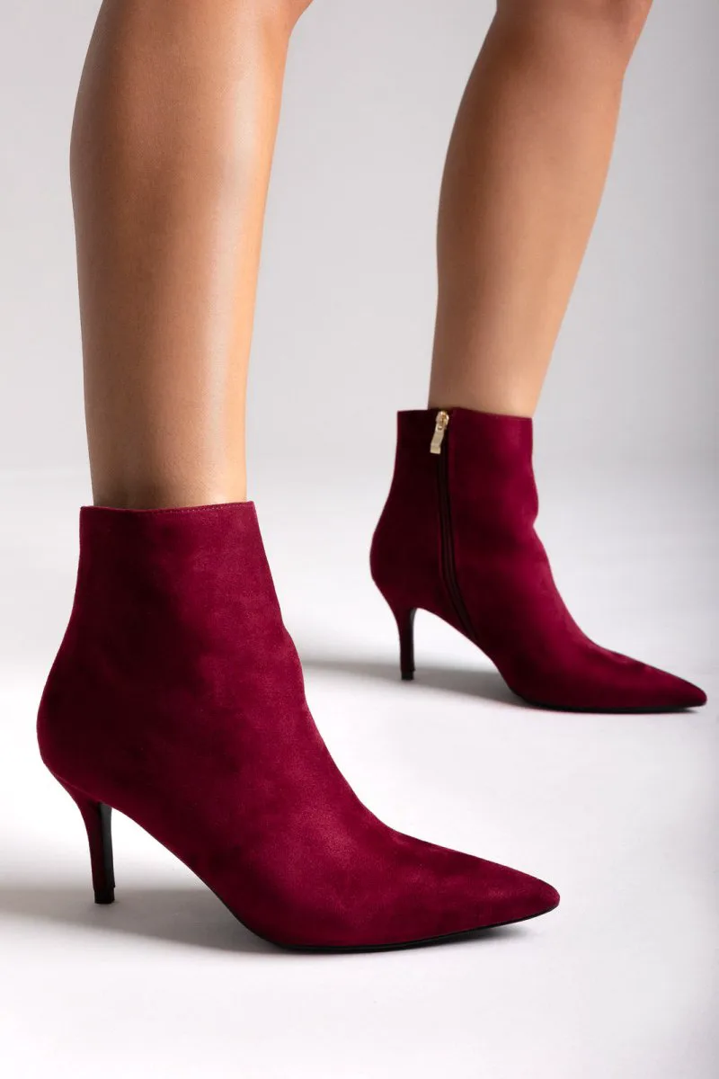 BOTEGGA 22 Pointed Suede Ankle Boots - G15 - Burgundy Suede