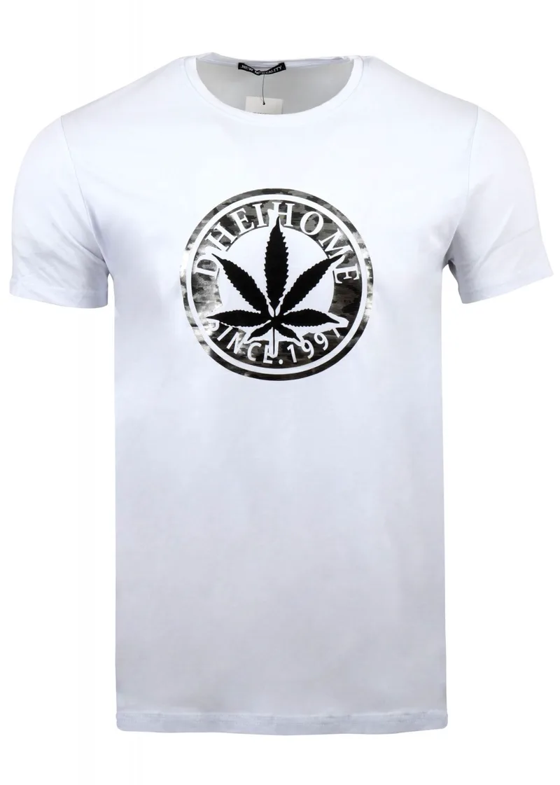 Ανδρικό t-shirt κοντό μανίκι στάμπα. Basic Collection. ΛΕΥΚΟ