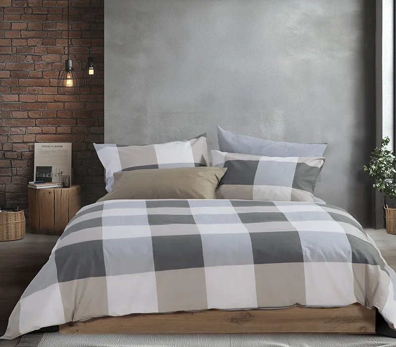 Σεντόνια Υπέρδιπλα (Σετ) Nef-Nef Homeware Casual Check Grey