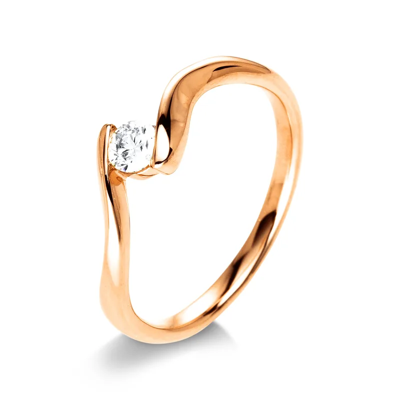 Diamond Group Μονόπετρο Δαχτυλίδι με Διαμάντι Brilliant από Ροζ Χρυσό 18 Καρατίων DDX396