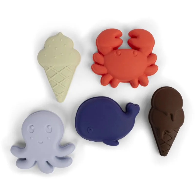 FILIBABBA Silicone Sand Toys Blue Mix παιχνίδι νερού 5 τμχ