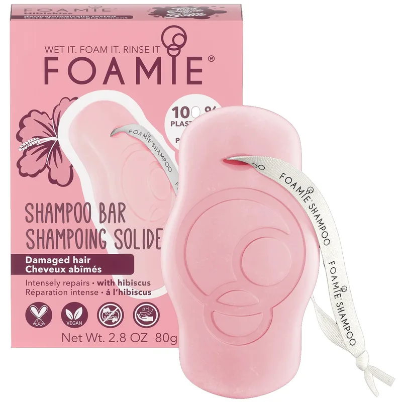Foamie Hibiskiss Shampoo Bar Intensely Repairs Damaged Hair Μπάρα Καθαρισμού Μαλλιών με Εκχύλισμα Ιβίσκου για την Αποκατάσταση Κατεστραμμένων Μαλλιών 80g
