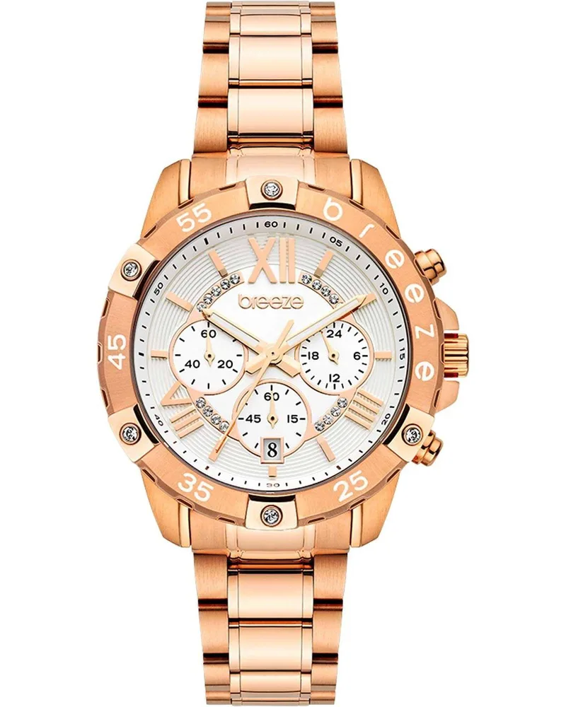BREEZE Spectacolo Crystals Chronograph - 212441.4, Rose Χρυσό case with Stainless Steel Bracelet